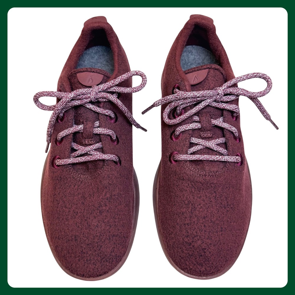 Allbirds Wool Runners Sneakers Men 10 Burgundy Maroon Merino Wool Sustainable